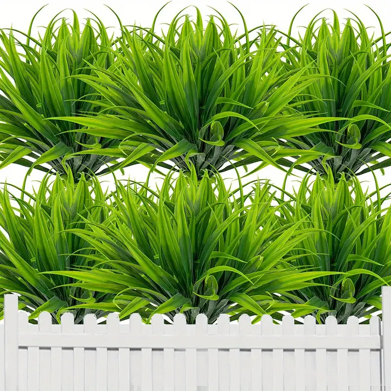 6個 人工芝フェイクプラント 屋外プラスチック植物 紫外線耐性 緑
